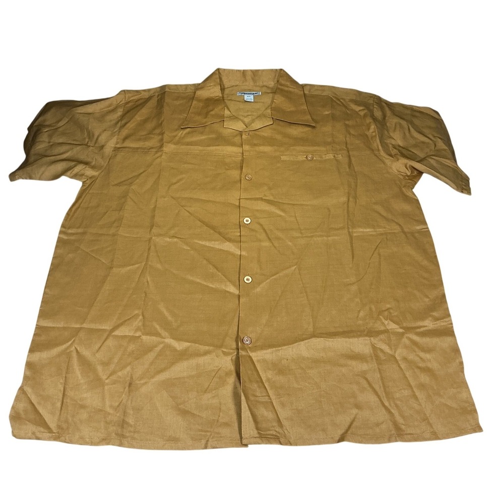 Twist Platinum Men's 4XL 100% Linen Camp Shirt Bronze Button Front Big &Tall NWT